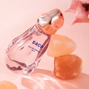 SACO 50ml Eau de Parfum λουλουδάτο φρουτώδες άρωμα μακράς διαρκείας για γυναίκες σε ροζ μπουκάλι