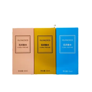 Set aus drei farbenfrohen Damenparfüm-Boxen mit blumigem Duft, jeweils 50 ml Inhalt