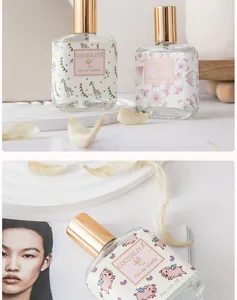 Close-up of COCOSILIYA 30ml perfume bottles with gold caps and cute illustrated labels
