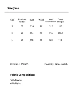 Comprehensive size chart and fabric details for sleeveless A-line summer dress
