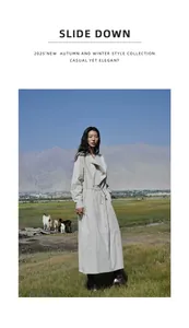 Elegante vestido camisero largo de manga larga con lazo en la cintura para mujer