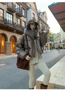 Beige warm shark yoga leggings for women shown in a stylish winter street wear outfit.