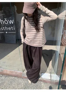Pantalon en jean large et ample marron pour le style de mode automne et hiver
