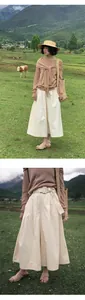 Photo de style de vie en plein air et gros plan sur la taille d'une jupe-culotte beige
