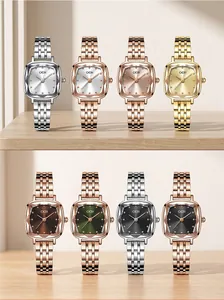 Various GEDI square women's quartz watches with stainless steel bands and different dial colors