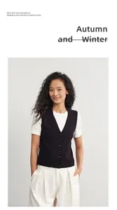 Elegante schwarze Strickweste mit POLO-Kragen und Knopfdetails für Herbst und Winter