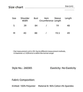 Detaillierte Größentabelle und Materialangaben für gestrickte Polo-Westen-Oberteile