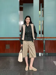 Women High Waist PU Leather Culottes Cropped Pants Wide Leg Straight Shorts With Belt Autumn Fashion Commuter Bottoms