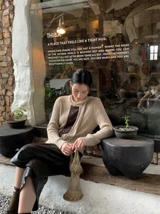 Stylish high-waisted wide-leg cropped soft PU leather pants for women in autumn