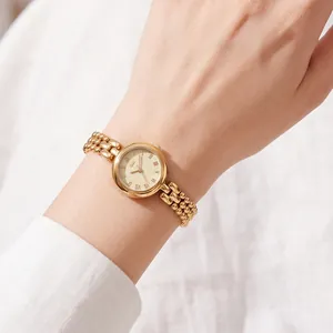 Elegant Gedi vintage gold quartz watch featuring a stylish multi-row beaded bracelet for women