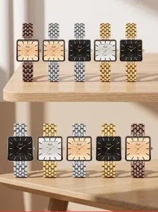 Colección de relojes de cuarzo retro cuadrados para mujer con pulseras de acero variadas