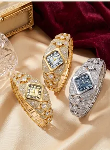 GEDI luxury full diamond-encrusted bangle watch for women in gold and silver finish