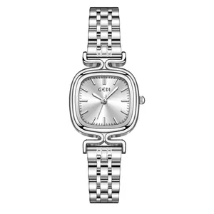 Elegante reloj de cuarzo para mujer GEDI en plata con correa de acero y esfera ovalada