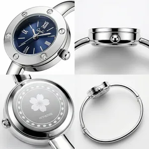 Elegant Gedi silver bracelet watch for women featuring a blue dial and Roman numeral markers