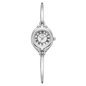 Elegant GEDI silver bangle watch for women with retro Roman numeral small round dial.