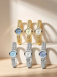 Detailed showcase of Gedi ladies quartz watches featuring colorful mother of pearl dials