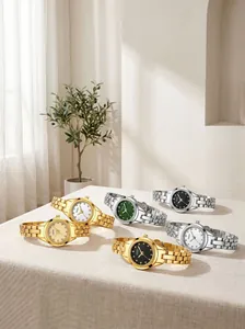 Elegant GEDI women's quartz watches with crystal markers and stainless steel straps in various colors