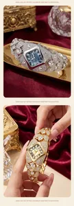 Vue détaillée de la montre bracelet GEDI de luxe sertie de diamants pour femmes