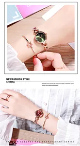 GEDI elegant rose gold women's quartz watch with sparkling diamond-set chain strap
