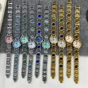 Detailed display of GEDI retro ethnic style bracelet watches adorned with colorful stones