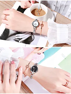 Elegant GEDI small dial quartz watch with diamond accents and star charm bracelet set