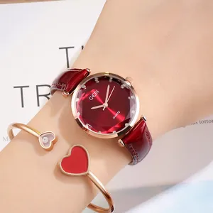 Elegante orologio al quarzo GEDI da donna con cinturino in pelle rossa