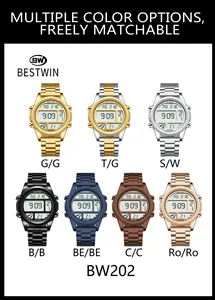 Sept options de couleurs pour la montre de sport numérique multifonction BESTWIN BW202