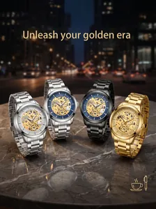 Montres à quartz de luxe pour hommes avec cadran squelette mécanique sur marbre