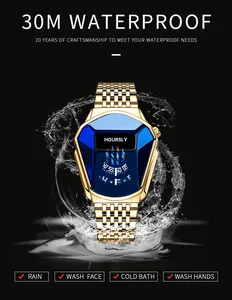 Detailed view of Hoursly snake-head men's watch showing 30M waterproof performance