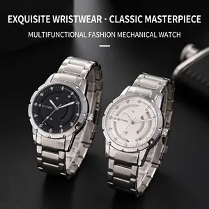 Montre à quartz pour hommes à la mode avec bracelet en acier et cadran rotatif