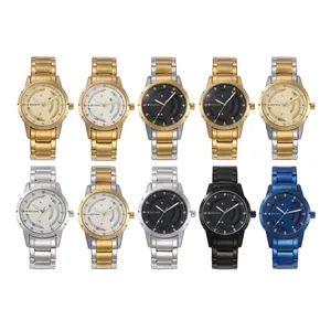 Montre à quartz créative et élégante pour homme avec cadran rotatif unique et acier