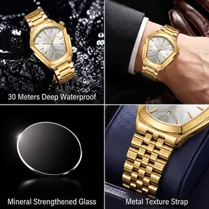 Montre à quartz concept BESTWIN pour hommes mode étanche 30m avec cadran en verre minéral