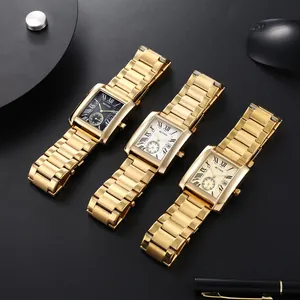 BESTWIN Luxus Herren Quarzuhren Gold quadratisch mit schwarzem weißem Champagner Zifferblatt