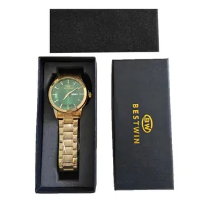 Montre homme BESTWIN dorée avec cadran vert dans son coffret cadeau
