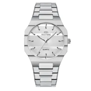 Sleek Bestwin silver quartz watch for men, professional business style design.
