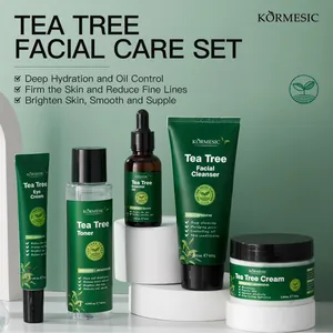 KORMESIC Tea Tree Σετ Περιποίησης Προσώπου: καθαριστικό, τόνερ, λάδι, κρέμα ματιών & προσώπου.