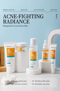 KORMESIC facial skincare set for acne-prone skin featuring 5% Benzoyl Peroxide formulas.
