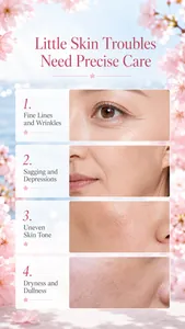 Detail view of skin concerns like wrinkles and dryness for Sakura Collagen Face Cream.