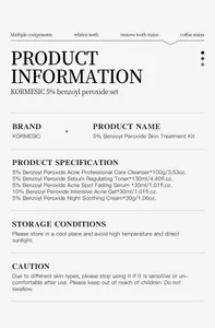 Detailed product information for KORMESIC 5% Benzoyl Peroxide Skin Treatment Set