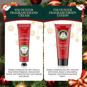 Vue détaillée du coffret cadeau crème mains et lotion corps de Noël KORMESIC