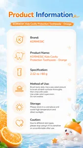 Especificaciones detalladas e instrucciones de uso de la pasta dental KORMESIC naranja