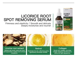 Zoethoutwortel serum tegen vlekken met retinol en collageen voor glans.