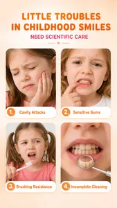 Gráfico detallado de problemas dentales infantiles para pasta de dientes niños