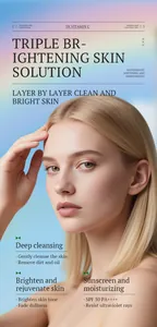 Detailed view of clear skin featuring Triple Brightening Skin Solution with SPF 50