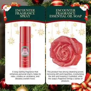 Coffret cadeau de Noël KORMESIC avec savon rose rouge et spray parfumé de 50 ml