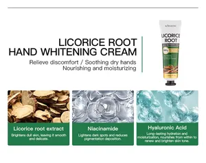 Handblekende crème met zoethoutwortel, niacinamide en hyaluronzuur ingrediënten