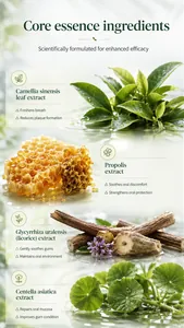 Vista detallada de ingredientes naturales de la pasta de dientes botánica KORMESIC