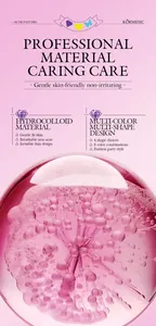 Vista dettagliata del materiale idrocolloide usato in questi cerotti per acne party.