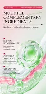 Infographic of Kormesic Watermelon Niacinamide Set highlighting key skincare ingredients.