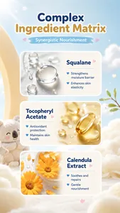 Ingredient detail of kids moisturizing lotion with Squalane and Calendula extract.